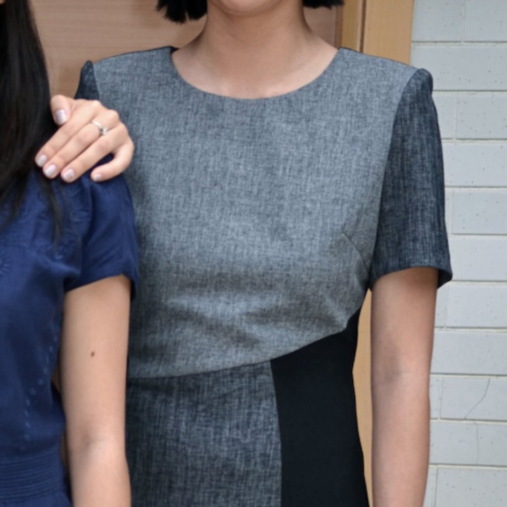 K&K Black & Gray Colorblock Work Sheath Dress